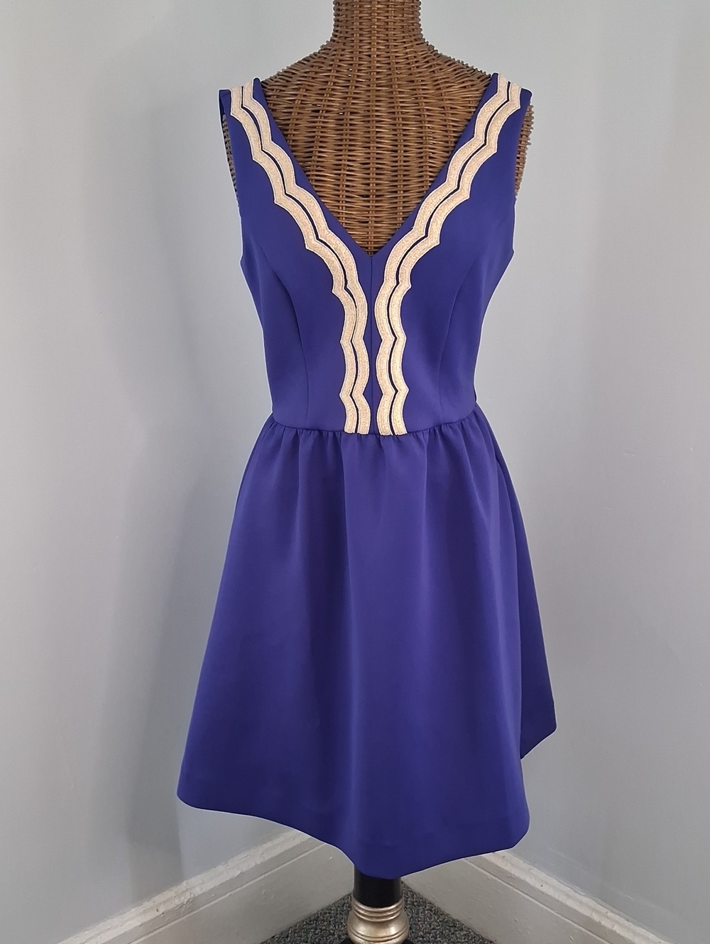 Lilly Pulitzer Blue Mini Dress with Gold Trim